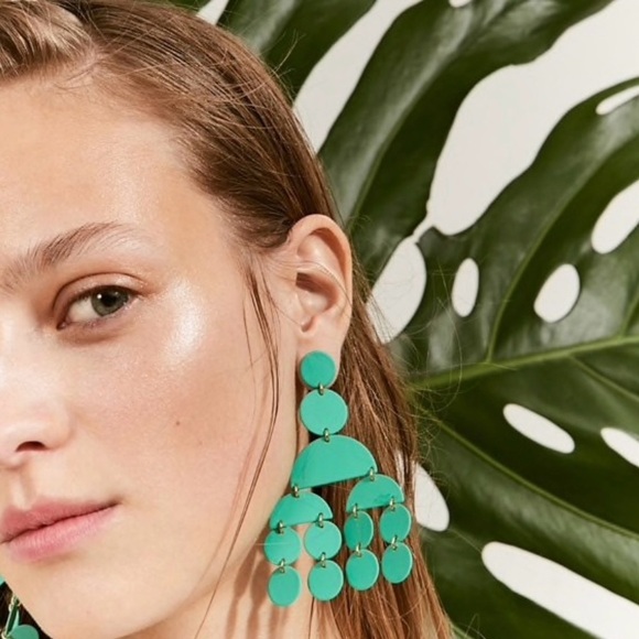 JCrew Earrings Venetian Green Circle Statement - Picture 1 of 3